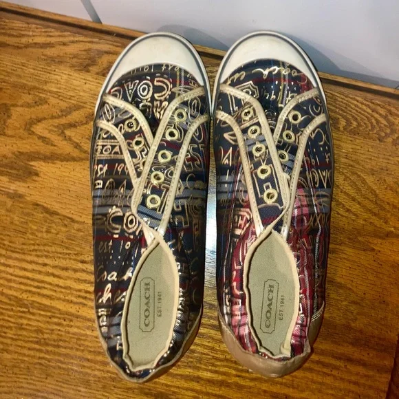 Coach Barrett Tartan Graffiti Sneakers 8.5 - Picture 5 of 11